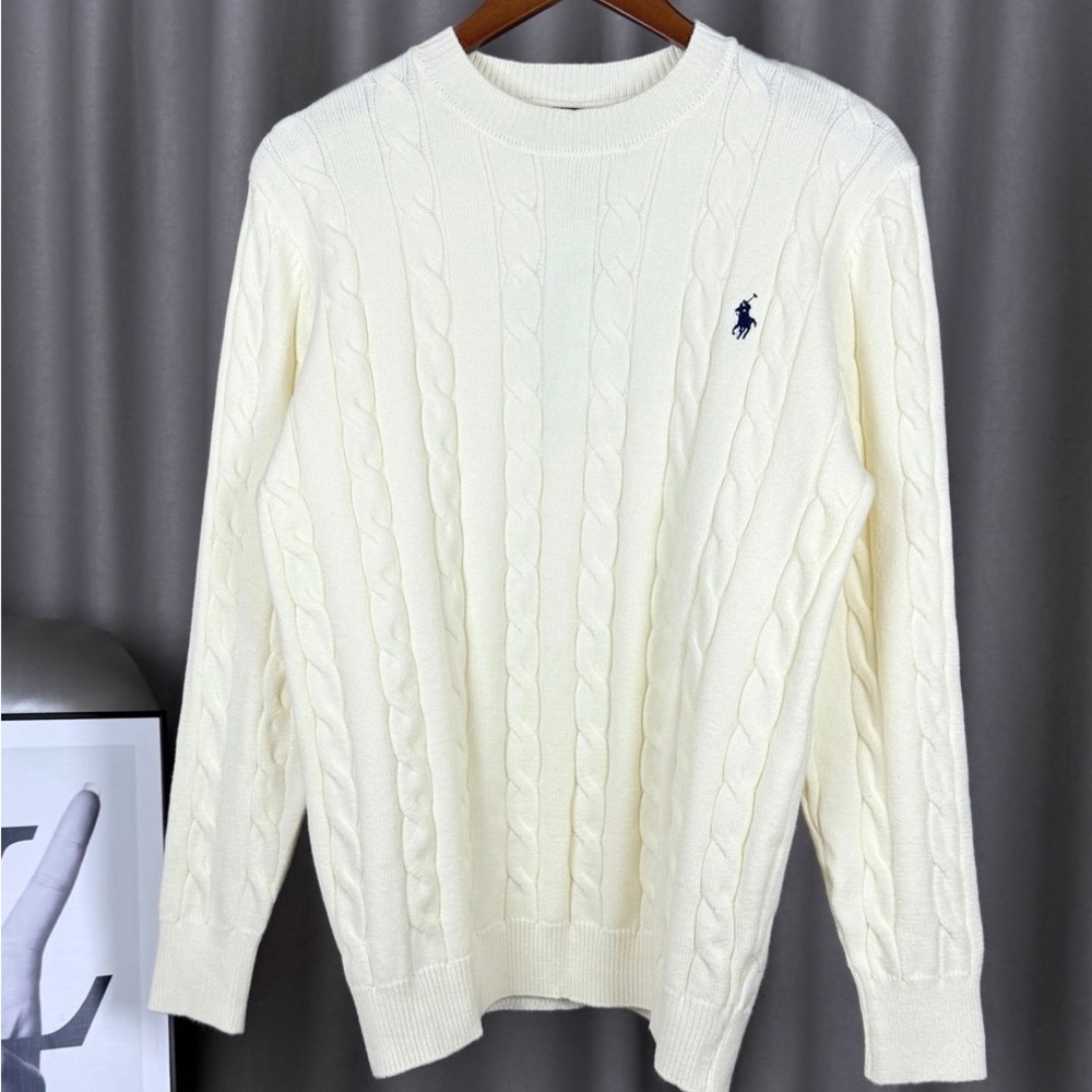 Ralph Lauren Women's Cream Cable Knit Sweater
